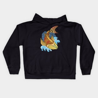 Golden koi fish illustration doodle Kids Hoodie